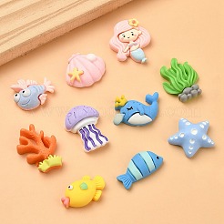 10Pcs 10 Styles Ocean Theme Opaque Resin Cabochons&nbsp;RESI-YW0001-53