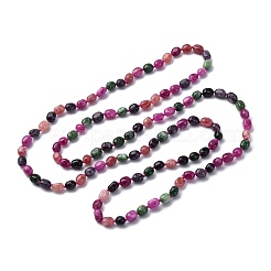Natural Dyed Malaysia Jade Tumble Stone Nuggets Beaded Long Necklaces for Women&nbsp;NJEW-F340-A08