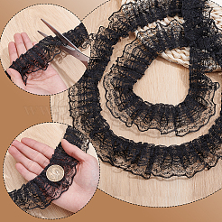 Polyester Lace Pleated Ribbons&nbsp;SRIB-WH0011-468A