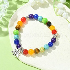 Chakra Natural & Synthetic Mixed Stone Stretch Bracelets&nbsp;BJEW-JB09859-03