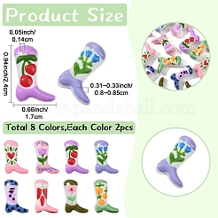 16Pcs 8 Colors Painted Glass Beads Enamel Beads&nbsp;BLOW-YW0001-01