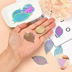 20Pcs 10 Styles Ion Plating(IP) 201 Stainless Steel Filigree Pendants & Big Pendants&nbsp;STAS-SZ0002-33