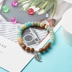 Reiki Natural Mixed Stone & Wenge Wood Beads Stretch Bracelet&nbsp;BJEW-JB06896