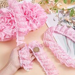 20M Double Layer Polyester Pleated Flower Lace Trim Ribbon&nbsp;OCOR-MA0001-42B