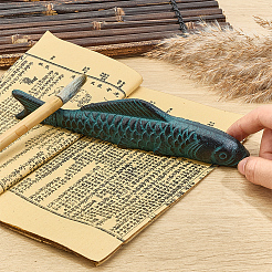Fish Iron Chinese Calligraphy Paper Weight Cast&nbsp;AJEW-WH0455-138