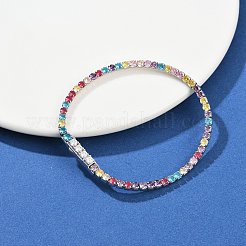 925 Sterling Silver Micro Pave Cubic Zirconia Tennis Bracelets for Women&nbsp;BJEW-C117-01A-P01
