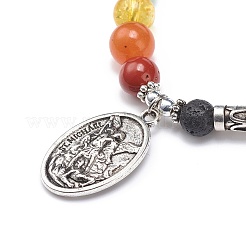 2Pcs 2 Style Style Natural Lava Rock & Mixed Stone & Synthetic Hematite Stretch Bracelets Set&nbsp;BJEW-JB08733