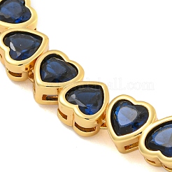 Rack Plating Brass Pave Cubic Zirconia Heart Link Bracelets&nbsp;BJEW-Q347-05G-02