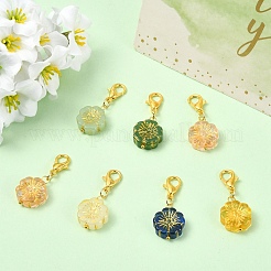 30Pcs 6 Styles Glass Pendant Decorations&nbsp;HJEW-YW00376