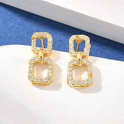 Brass Micro Pave Cubic Zirconia Stud Earrings&nbsp;KK-Z166-01G
