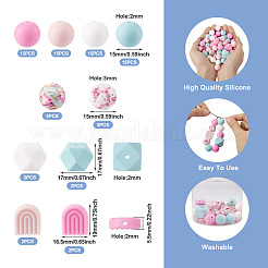 78Pcs 10 Style Round/Hexagon/Arch Food Grade Eco-Friendly Silicone Focal Beads&nbsp;SIL-TA0001-43