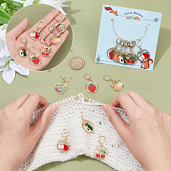 Alloy Enamel Round Ring with Fruit Pendant Locking Stitch Markers&nbsp;HJEW-PH01892