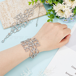 2Pcs Crystal Rhinestone Flower Link Bracelet&nbsp;BJEW-FG0001-02