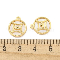Brass Pave Shell Coin Charms&nbsp;KK-Z044-01G