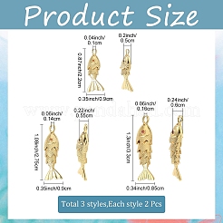 6Pcs 3 Styles Brass Micro Pave Clear Cubic Zirconia Pendants&nbsp;KK-YW0003-97