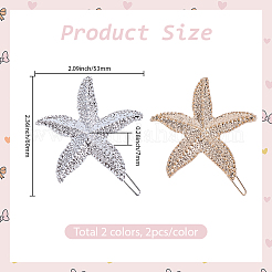 4Pcs 2 Colors Zinc Alloy Hair Barrettes&nbsp;PHAR-SP0001-24