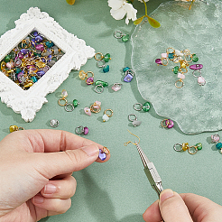 96Pcs 16 Styles Glass Pendants&nbsp;PALLOY-FH00075