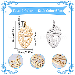 12Pcs 2 Colors 201 Stainless Steel Pendants&nbsp;STAS-SC0008-81