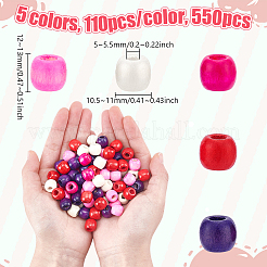 550Pcs 5 Colors Wood European Beads&nbsp;WOOD-GA0001-94