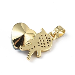 Real 18K Gold Plated Rack Plating Brass Micro Pave Clear Cubic Zirconia Pendants&nbsp;KK-C015-21G