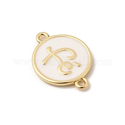 Brass Enamel White Flat Round Links&nbsp;KK-H267-110G-03