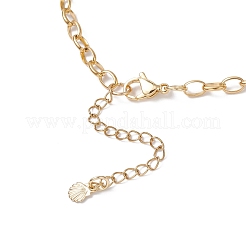 Alloy Enamel Whale Tail Starfish & Natural Shell Teardrop Pendant 304 Stainless Steel Cable Chain Necklaces for Women&nbsp;NJEW-JN05407-01