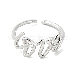 Word Love Brass Open Cuff Ring for Women&nbsp;RJEW-A040-04P