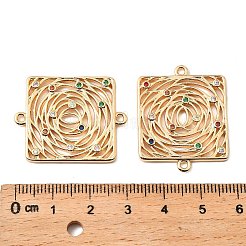 Brass Micro Pave Colorful Cubic Zirconia Hollow Connector Charms&nbsp;KK-K351-58C-G