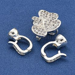 Brass Micro Pave Clear Cubic Zirconia Fold Over Clasps&nbsp;KK-U037-20P