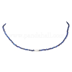 2MM Faceted Round Natural Lapis Lazuli Beaded Necklaces&nbsp;NJEW-JN05918-01