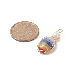 Chakra Natural Mixed Gemstone Copper Wire Wrapped Pendants&nbsp;PALLOY-JF02046-01
