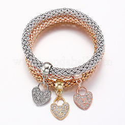 3Pcs Heart Zinc Alloy Charm Bracelets&nbsp;FS-WG3B029-01