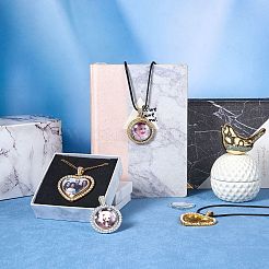 DIY Heart & Flat Round Necklace Making Kit&nbsp;DIY-SZ0007-31