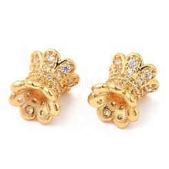 Brass Micro Pave Clear Cubic Zirconia Double Sided Bead Caps&nbsp;KK-I705-09G