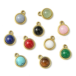 10Pcs 10 Styles Mixed Gemstone Half Round Charms&nbsp;G-CJ0001-81