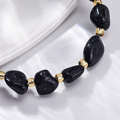 Synthetic Blue Goldstone Beaded Bracelets for Women&nbsp;G-P563-07P-13