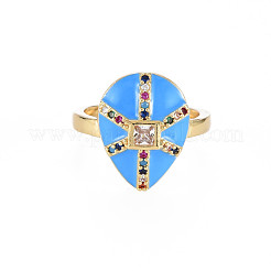 Adjustable Brass Micro Pave Colorful Cubic Zirconia Finger Rings&nbsp;RJEW-S044-168-NF