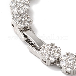 Rack Plating Brass Pave Cubic Zirconia Flower Link Chain Bracelets for Women&nbsp;BJEW-A018-03P-03