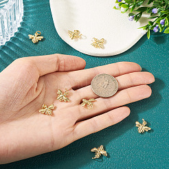 8pcs Rack Plating Brass Bees Charms&nbsp;KK-TA0002-83
