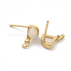 Brass Micro Pave Cubic Zirconia Stud Earrings Finding&nbsp;KK-P263-18KCG