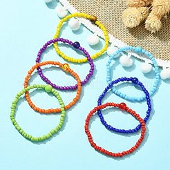 7Pcs 7 Style Natural & Synthetic Mixed Gemstone & Glass Seed Beaded Stretch Bracelets Set&nbsp;BJEW-JB09659