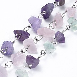 Chip Natural Mixed Stone Multi-strand Bracelets&nbsp;BJEW-JB04393-01