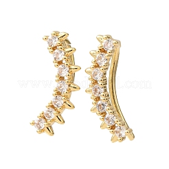 Brass Pave Cubic Zirconia Stud Crawler Earrings&nbsp;KK-CBAA351-22G-01