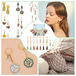15Pcs Teardrop Mixed Natural Gemstone Charm Locking Stitch Markers&nbsp;HJEW-AB00650