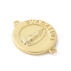 Brass Our Lady of Guadalupe Flat Round Connector Charms&nbsp;KK-P294-31G