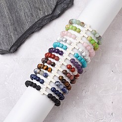 12Pcs 12 Styles Natural & Synthetic Gemstone Round Beaded Stretch Bracelets for Women Men&nbsp;BJEW-JB11367