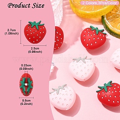 6Pcs 2 Colors Strawberry Food Grade Eco-Friendly Silicone Focal Beads&nbsp;SIL-YW0001-60