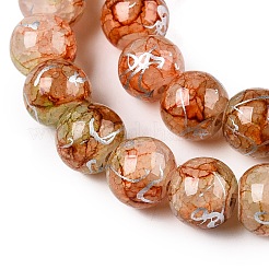 Drawbench Crackle Glass Beads Strands&nbsp;GLAA-N006-8mm-08