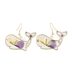 Alloy & Dried Flower Dangle Earrings&nbsp;AL-Z001-05G