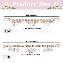 2Pcs 2 Styles Pink Zinc Alloy Enamel Bowknot Flower Charm Cable Chain Purse Chains&nbsp;FIND-BBC0004-57
